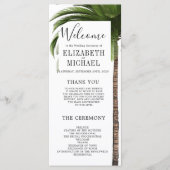 Elegant orde van dienst Tropisch Palm Wedding Menu (Voorkant)
