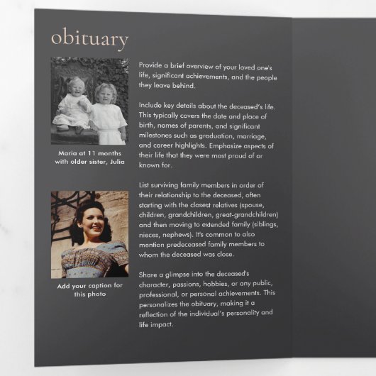 Elegant Order Of Service 6-Photo Funeral/Memorial Drieluik Programma (Binnenzijde eerst)