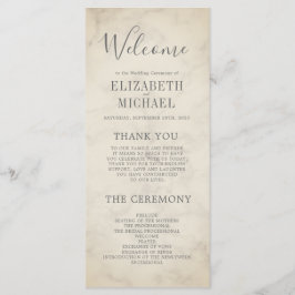 Elegant Order of Service Tropical Marble Wedding Menu