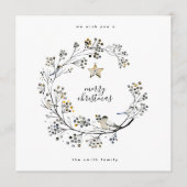 Elegant Organic Kraft Wreath Merry Kerstmis Feestdagenkaart (Voorkant)