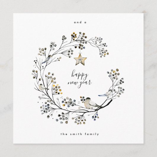 Elegant Organic Kraft Wreath Merry Kerstmis Feestdagenkaart (Achterkant)