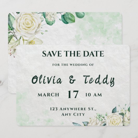 Elegant Organic Modern Wedding Save The Date (Voorkant / Achterkant)
