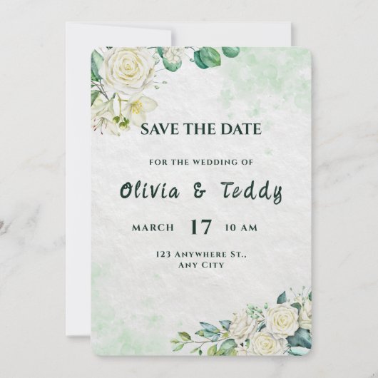 Elegant Organic Modern Wedding Save The Date (Voorkant)