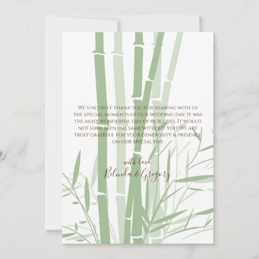 Elegant Oriental Bamboo Weddenschap Hartelijk dank Bedankkaart (Voorkant)