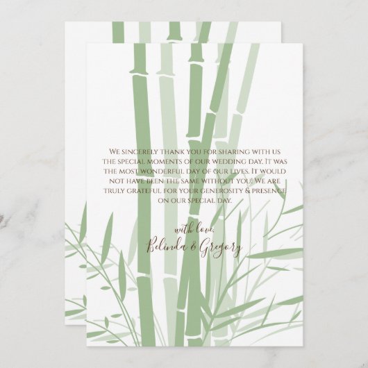Elegant Oriental Bamboo Weddenschap Hartelijk dank Bedankkaart (Voorkant / Achterkant)