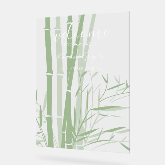 Elegant Oriental Bamboo Weddenschap Welkom Acryl Bord (Hoek)