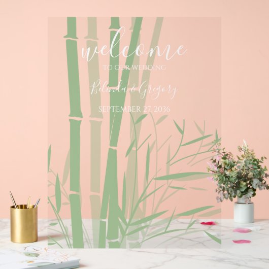 Elegant Oriental Bamboo Weddenschap Welkom Acryl Bord (Huwelijk)