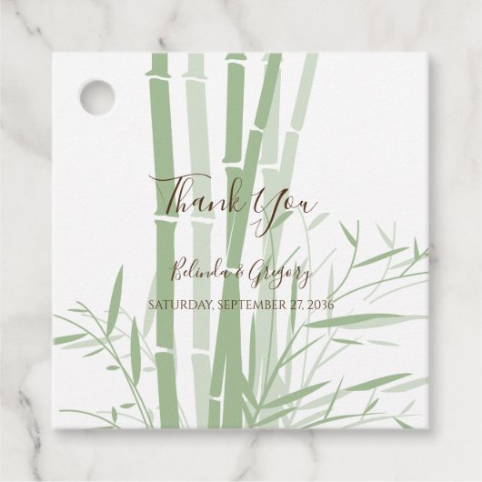 Elegant Oriental Bamboo Wedding Gift Bedankjes Labels (Voorkant)