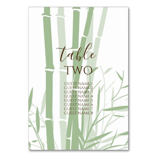 Elegant Oriental Bamboo Wedding Guest Names Kaart (Voorkant)