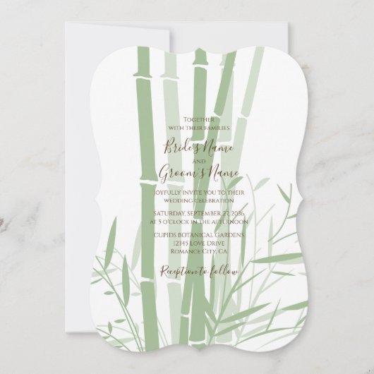 Elegant Oriental Bamboo Wedding Invitations Kaart (Voorkant)