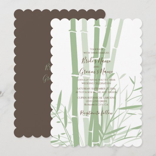 Elegant Oriental Bamboo Wedding Invitations Kaart (Voorkant / Achterkant)