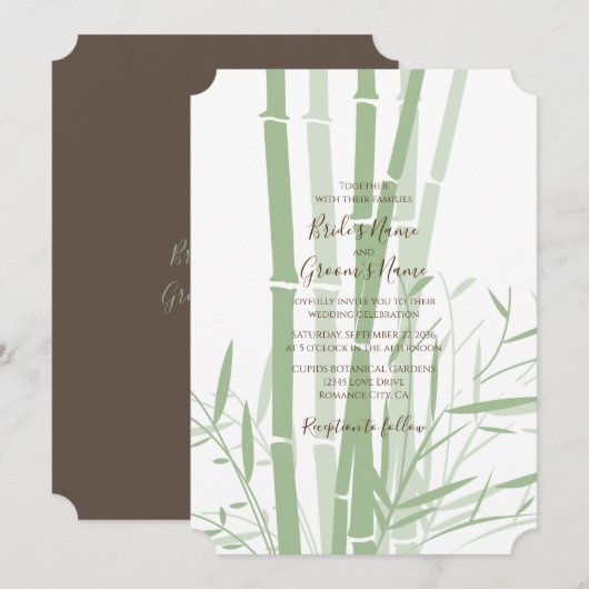 Elegant Oriental Bamboo Wedding Invitations Kaart (Voorkant / Achterkant)