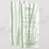 Elegant Oriental Bamboo Wedding Menu (Voorkant / Achterkant)