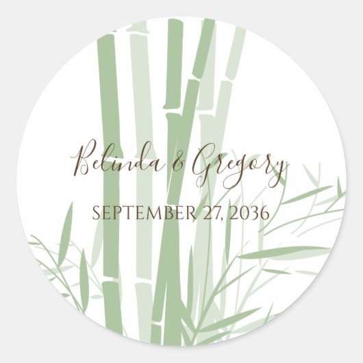 Elegant Oriental Bamboo Wedding Ronde Sticker (Voorkant)