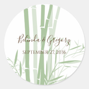 Elegant Oriental Bamboo Wedding Ronde Sticker