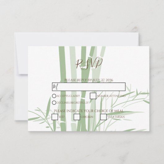 Elegant Oriental Bamboo Wedding RSVP Kaarten (Voorkant)