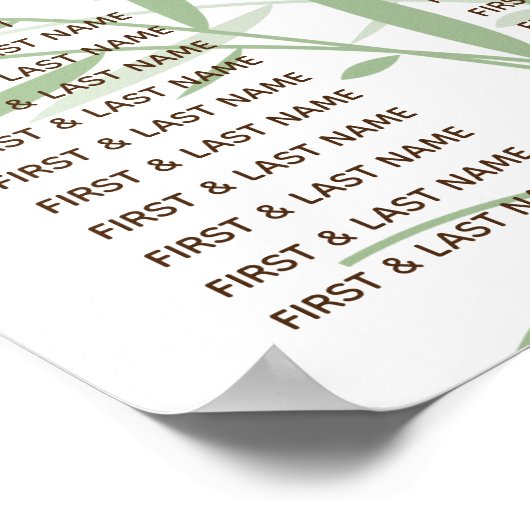 Elegant Oriental Bamboo Wedding Seding Chart Poster (Hoek)