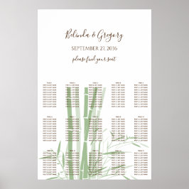 Elegant Oriental Bamboo Wedding Seding Chart Poster