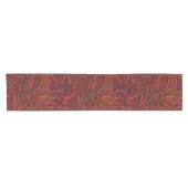 Elegant Oriental Floral Swirl op rood leder Korte Tafelloper (Horizontaal)