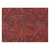 Elegant Oriental Floral Swirl op rood leder Tafelkleed (Voorkant (Horizontaal))