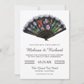 Elegant Oriental Japanse Floral Fan Wedding Kaart (Voorkant)
