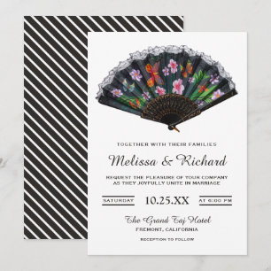 Elegant Oriental Japanse Floral Fan Wedding Kaart