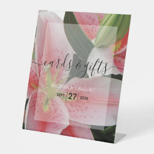 Elegant Oriental Lilies Wedding Cards & Gifts Reclamebord Met Voetstuk