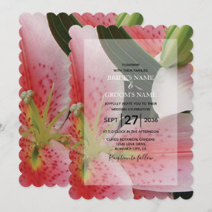 Elegant Oriental Lilies Wedding Invitations Kaart