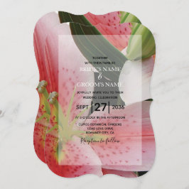 Elegant Oriental Lilies Wedding Invitations Kaart