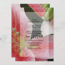 Elegant Oriental Lilies Wedding Invitations Kaart