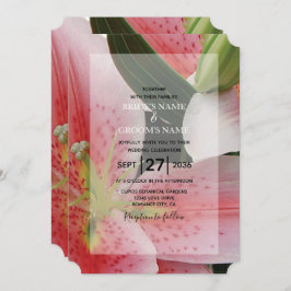 Elegant Oriental Lilies Wedding Invitations Kaart