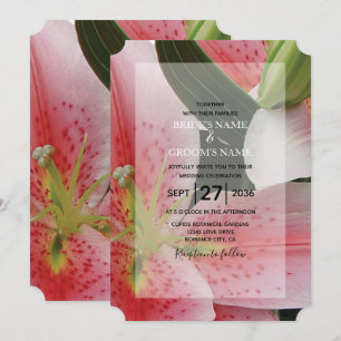 Elegant Oriental Lilies Wedding Invitations Kaart