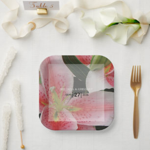 Elegant Oriental Lilies Wedding Papieren Bordje