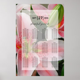 Elegant Oriental Lilies Wedding Seding Chart Poster