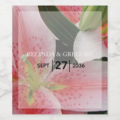 Elegant Oriental Lilies Wedding Wijn Etiket (Enkel label)