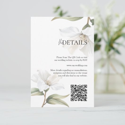 Elegant Oriental Magnolia Wedding Informatiekaartje (Staand voorkant)