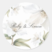 Elegant Oriental Magnolia Wedding Ronde Sticker (Voorkant)