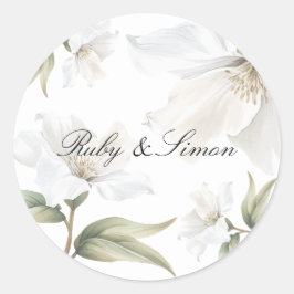 Elegant Oriental Magnolia Wedding  Ronde Sticker