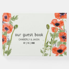 Elegant Oriental Sinaasappel Poppy Flowers Gastenboek