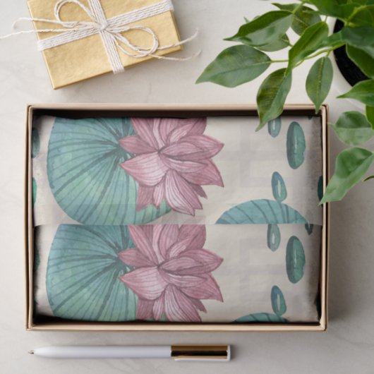 Elegant Oriental waterverf lotus schilderij Tissuepapier (Geschenk)