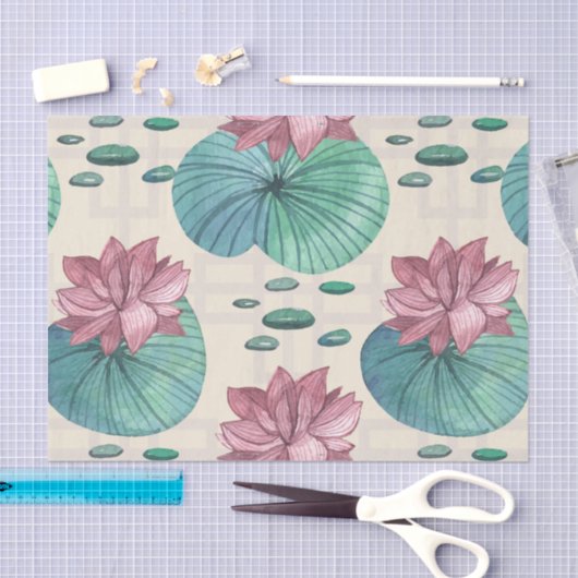 Elegant Oriental waterverf lotus schilderij Tissuepapier (Craft)