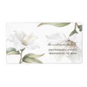 Elegant Oriental White Magnolia Wedding Etiket (Voorkant)