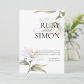 Elegant Oriental White Magnolia Wedding Kaart (Staand voorkant)