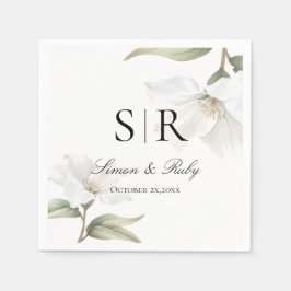 Elegant Oriental White Magnolia Wedding  Servet