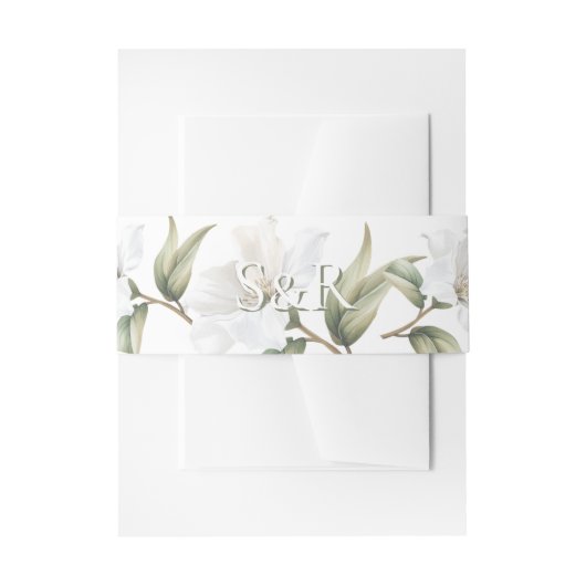 Elegant Oriental White Magnolia Wedding  Uitnodigingen Wikkel (Voorkant Voorbeeld)