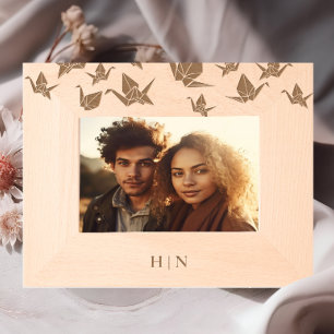 Elegant Origami papieren kraanmonogram Gegraveerde Lijstjes