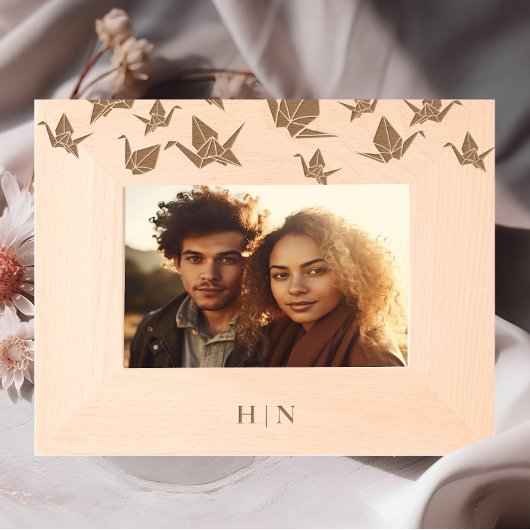 Elegant Origami papieren kraanmonogram Gegraveerde Lijstjes