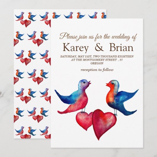 Elegant, Originele Tortelduifjes Bruiloft Kaart (Voorkant / Achterkant)