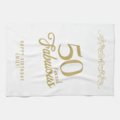 Elegant Ornament 50 en Fabulous 50th Birthday Theedoek (Horizontaal)