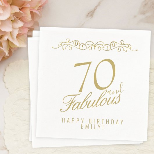 Elegant Ornament 70 en Fabulous 70th Birthday Servet
